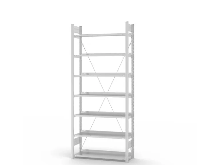 PROREGAL Aktenregal Stecksystem T-Profil Grundregal HxBxT 235 x 100 x 30 cm 7 Ebenen Fachlast 60 kg Einseitig Nutzbar Lichtgrau