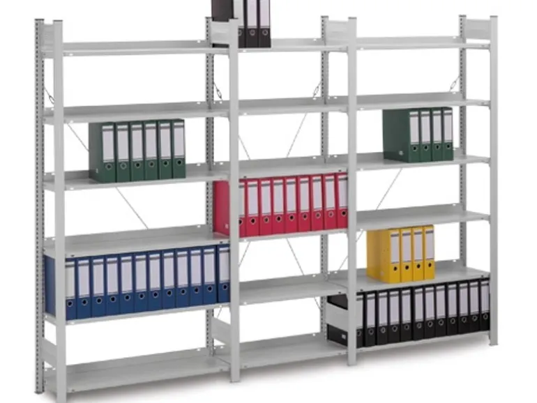 PROREGAL Aktenregal Stecksystem T-Profil Grundregal HxBxT 235 x 100 x 30 cm 7 Ebenen Fachlast 60 kg Einseitig Nutzbar Lichtgrau