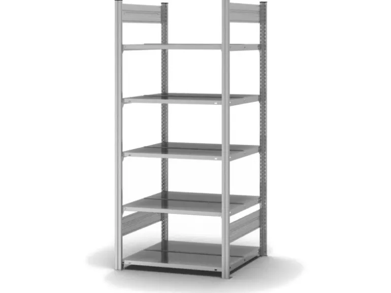 PROREGAL Aktenregal Stecksystem T-Profil Grundregal HxBxT 175 x 75 x 60 cm 5 Ebenen Fachlast 90 kg Beidseitig Nutzbar Verzinkt