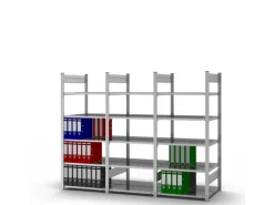 PROREGAL Aktenregal Stecksystem T-Profil Grundregal HxBxT 175 x 75 x 60 cm 5 Ebenen Fachlast 90 kg Beidseitig Nutzbar Verzinkt