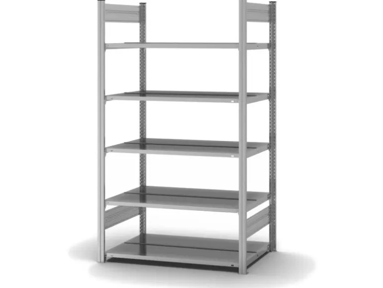 PROREGAL Aktenregal Stecksystem T-Profil Grundregal HxBxT 175 x 100 x 60 cm 5 Ebenen Fachlast 90 kg Beidseitig Nutzbar Verzinkt