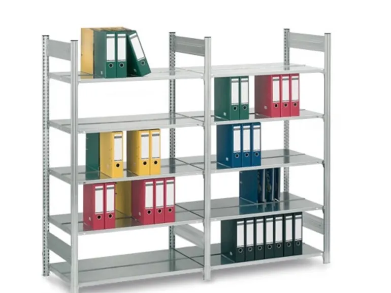 PROREGAL Aktenregal Stecksystem T-Profil Grundregal HxBxT 175 x 100 x 60 cm 5 Ebenen Fachlast 90 kg Beidseitig Nutzbar Verzinkt