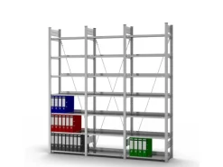 PROREGAL Aktenregal Stecksystem T-Profil Grundregal HxBxT 235 x 75 x 30 cm 7 Ebenen Fachlast 60 kg Einseitig Nutzbar Verzinkt