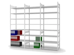 PROREGAL Aktenregal Stecksystem T-Profil Grundregal HxBxT 270 x 100 x 60 cm 8 Ebenen Fachlast 90 kg Beidseitig Nutzbar Lichtgrau