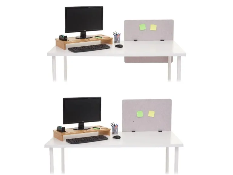Proregal Akustik-Tischtrennwand HxBxT 60x65x2 cm Doppelwandig Stoff Grau Büro-Sichtschutz Schreibtisch Pinnwand