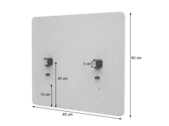 Proregal Akustik-Tischtrennwand HxBxT 60x65x2 cm Doppelwandig Stoff Grau Büro-Sichtschutz Schreibtisch Pinnwand