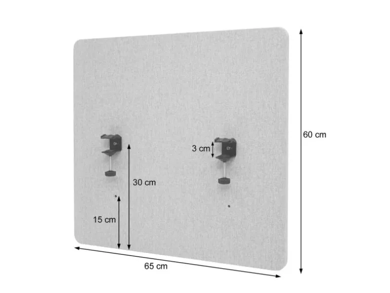 Proregal Akustik-Tischtrennwand HxBxT 60x65x2 cm Doppelwandig Stoff Grau Büro-Sichtschutz Schreibtisch Pinnwand