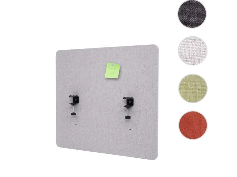 Proregal Akustik-Tischtrennwand HxBxT 60x65x2 cm Doppelwandig Stoff Grau Büro-Sichtschutz Schreibtisch Pinnwand