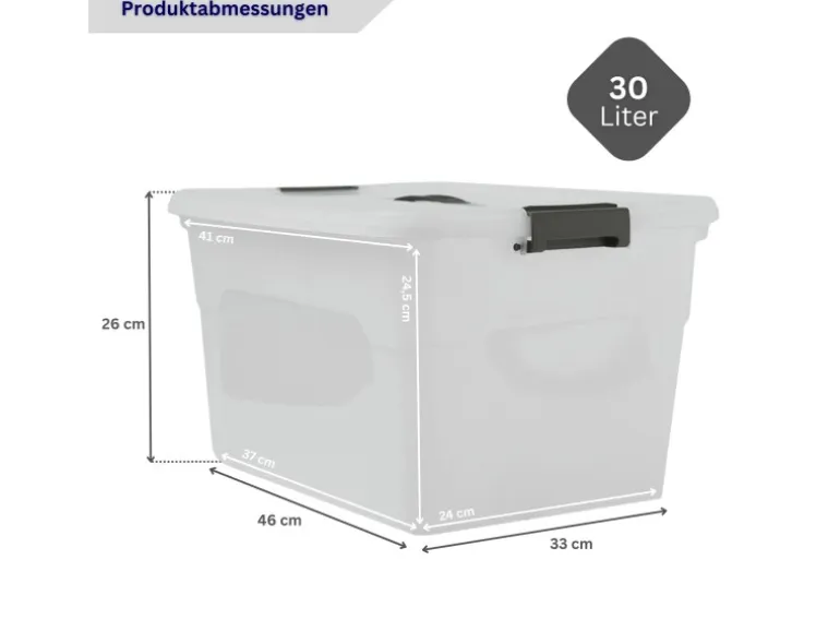 Proregal Aufbewahrungsbox Mit Deckel 30L 4er Set Klein Transparent Stapelbar Kunststoffbox Verschlussclips Stapelbox Aufbewahrungsbehälter Büro