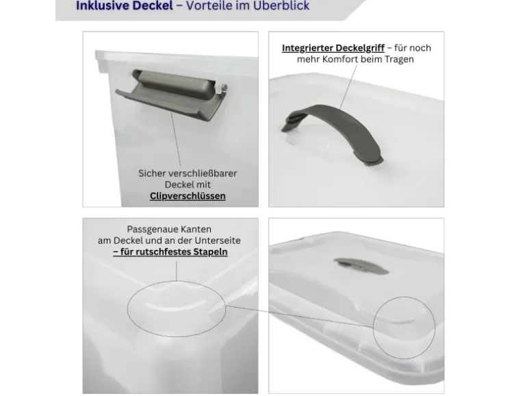 Proregal Aufbewahrungsbox Mit Deckel 30L 4er Set Klein Transparent Stapelbar Kunststoffbox Verschlussclips Stapelbox Aufbewahrungsbehälter Büro