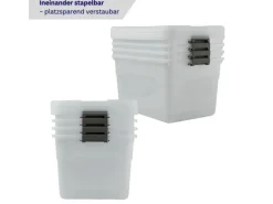 Proregal Aufbewahrungsbox Mit Deckel 30L 4er Set Klein Transparent Stapelbar Kunststoffbox Verschlussclips Stapelbox Aufbewahrungsbehälter Büro