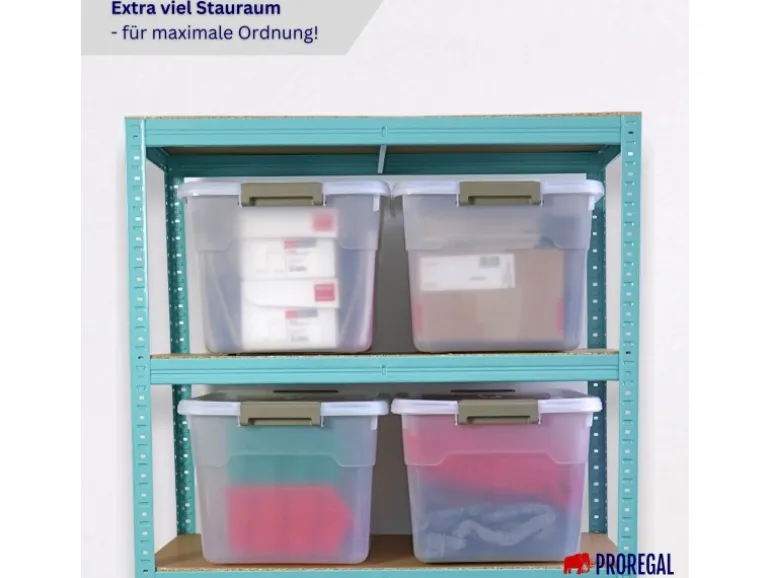 Proregal Aufbewahrungsbox Mit Deckel 45L 4er Set Groß Rollen Transparent Stapelbar Kunststoffbox Verschlussclips Stapelbox Aufbewahrungsbehälter