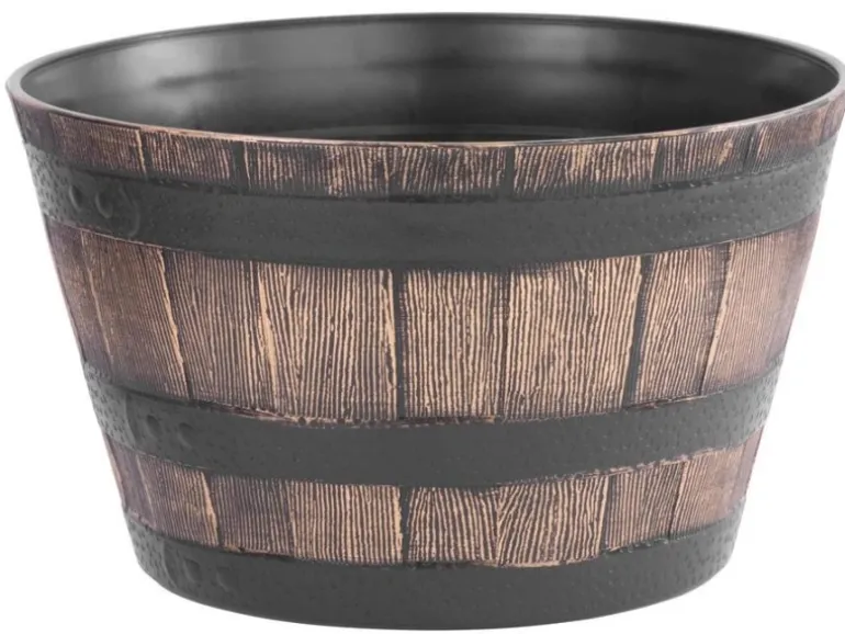 PROREGAL Blumentopf Holz-effekt, 39x28cm, Gold