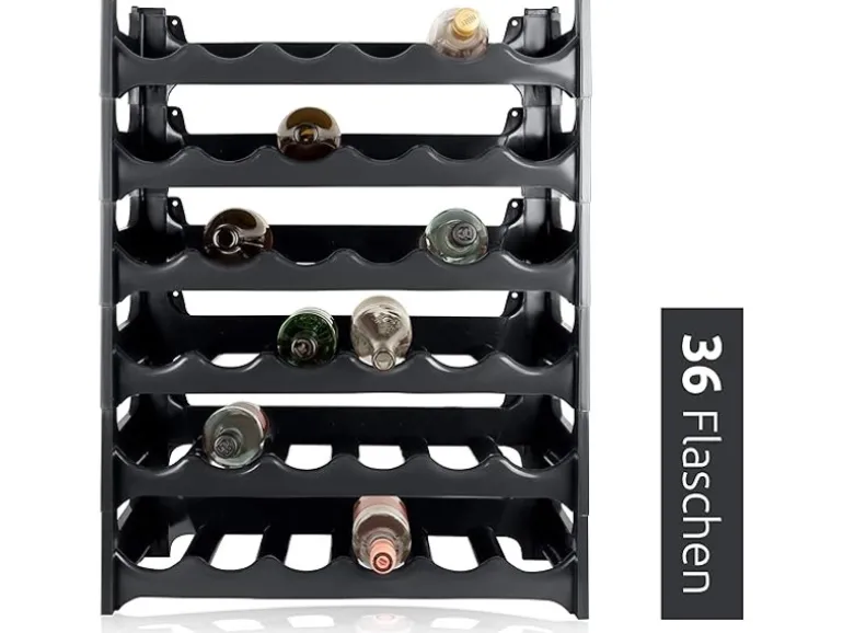 PROREGAL CURVA Weinregal 6x Ebenen für 36 Flaschen HxBxT 72x60x30cm Schwarz