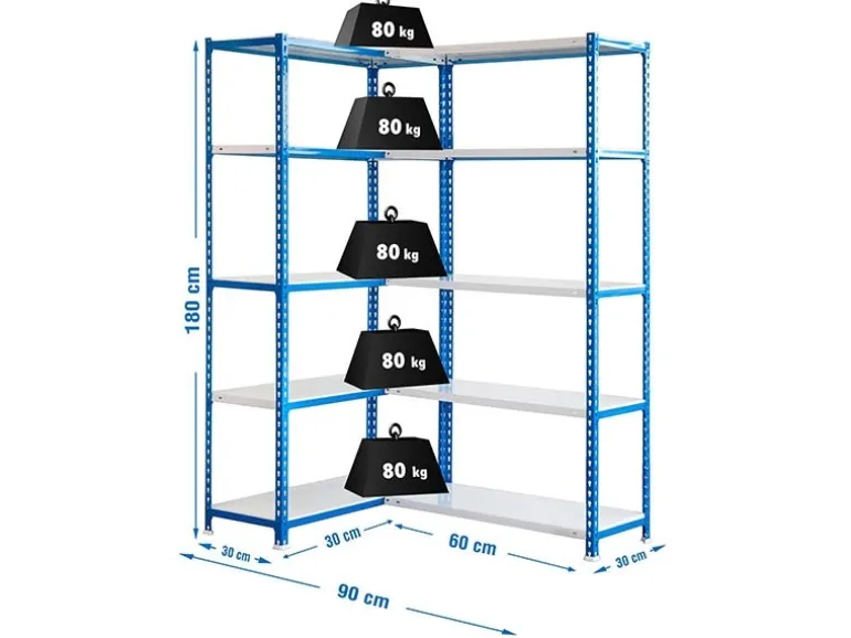 PROREGAL Eckregal Metal Shark HxBxT 180 x 90 x 30 cm Fachlast 80 kg Blau
