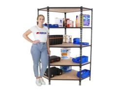 PROREGAL Eckregal Muli HxBxT 180 x 90 x 30 cm 5 Fachböden Fachlast 200 kg Anthrazit