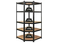 PROREGAL Eckregal Ragnar für Gesamtlast 875 kg HxBxT 180 x 90 x 60 cm Schwarz Kellerregal Steckregal Garagenregal Lagerregal