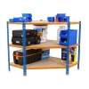 PROREGAL Eckregal Small Muli HxBxT 90 x 90 x 40 cm 3 Fachböden Fachlast 200 kg Blau-Orange