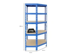 PROREGAL Eckregal Tiger HxBxT 180 x 90 x 45 cm Fachlast 175 kg Blau