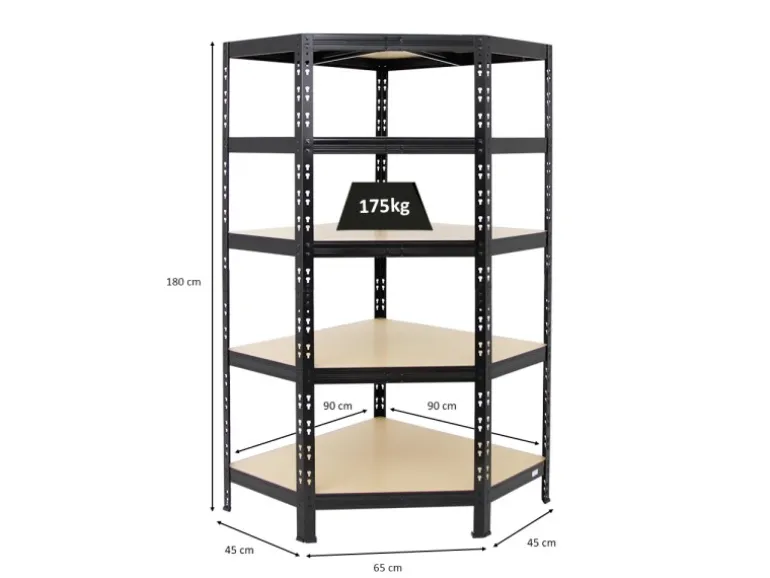 PROREGAL Eckregal Tiger HxBxT 180 x 90 x 45 cm Fachlast 175 kg Schwarz