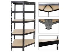 PROREGAL Eckregal Tiger HxBxT 180 x 90 x 45 cm Fachlast 175 kg Schwarz