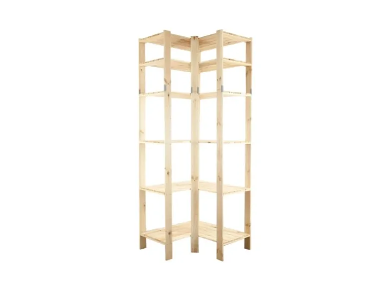 PROREGAL Eckregal Woodland HxBxT 230 x 85 x 50 cm Fachlast 120 kg 6 Fachboden Kiefernholz Natur
