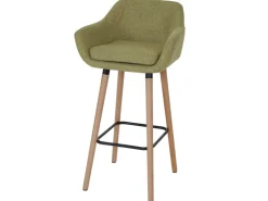 PROREGAL 2er-Set Barhocker Oslo Mit Lehne Sitzhöhe 79cm Textil Hellgrün Barstuhl Tresenhocker