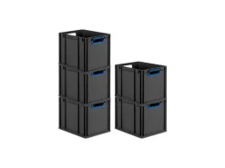 PROREGAL Eurobox Nextgen Color HxBxT 32x30x40cm 30 Liter Griffe Blau Offen Schwarz Eurobehälter Transportbox Transportbehälter