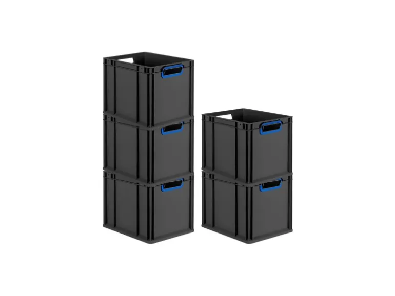 PROREGAL Eurobox Nextgen Color HxBxT 32x30x40cm 30 Liter Griffe Blau Offen Schwarz Eurobehälter Transportbox Transportbehälter