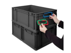 PROREGAL Eurobox Nextgen Color HxBxT 32x30x40cm 30 Liter Griffe Gelb Offen Schwarz Eurobehälter Transportbox Transportbehälter