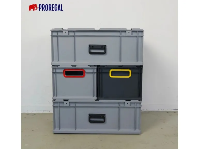 PROREGAL Eurobox Nextgen Color HxBxT 32x30x40cm 30 Liter Griffe Gelb Offen Schwarz Eurobehälter Transportbox Transportbehälter