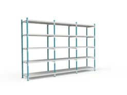 PROREGAL Fachbodenregal Maximus Pro HxBxT200 x 100 x 40 cm 5 Ebenen PVC-Fachboden Fachlast 286 kg Lichtblau-Lichtgrau