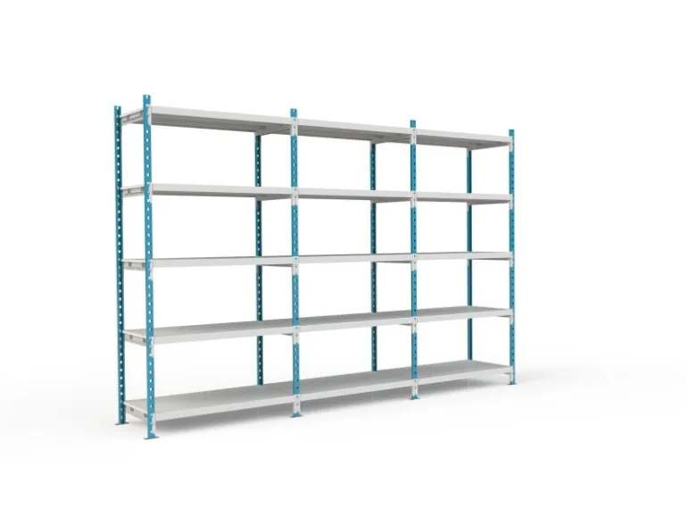 PROREGAL Fachbodenregal Maximus Pro HxBxT200 x 100 x 40 cm 5 Ebenen PVC-Fachboden Fachlast 286 kg Lichtblau-Lichtgrau