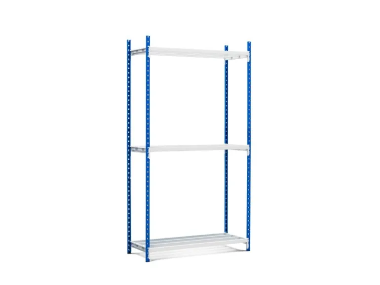 PROREGAL Fachbodenregal Maximus Pro HxBxT 240 x 125 x 60 cm 3 Ebenen Offener Fachboden Fachlast 248 kg Lichtblau-Lichtgrau