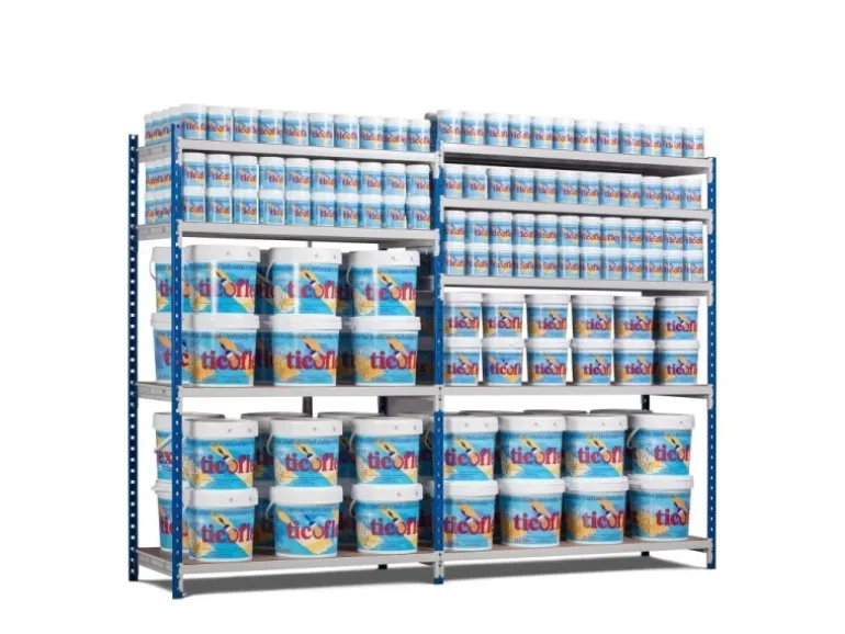 PROREGAL Fachbodenregal Maximus Pro HxBxT 220 x 100 x 50 cm 7 Ebenen Metallplatten-Fachboden Fachlast 303 kg Lichtblau-Lichtgrau
