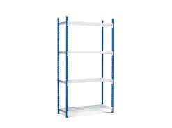 PROREGAL Fachbodenregal Maximus HxBxT200 x 100 x 34 cm 4 Ebenen Offener Fachboden Fachlast 136 kg Lichtblau-Lichtgrau