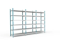 PROREGAL Fachbodenregal Maximus HxBxT200 x 150 x 50 cm 7 Ebenen PVC-Fachboden Fachlast 110 kg Lichtblau-Lichtgrau