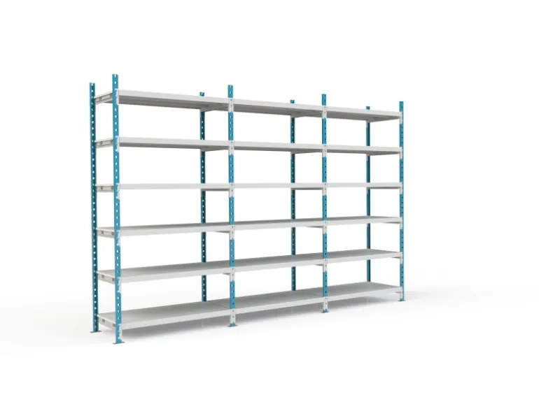 PROREGAL Fachbodenregal Maximus HxBxT200 x 150 x 50 cm 7 Ebenen PVC-Fachboden Fachlast 110 kg Lichtblau-Lichtgrau