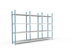 PROREGAL Fachbodenregal Maximus Pro HxBxT 240 x 150 x 80 cm 4 Ebenen PVC-Fachboden Fachlast 236 kg Lichtblau-Lichtgrau