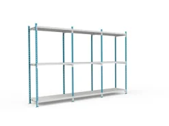 PROREGAL Fachbodenregal Maximus Pro HxBxT 240 x 100 x 50 cm 3 Ebenen PVC-Fachboden Fachlast 286 kg Lichtblau-Lichtgrau