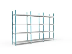 PROREGAL Fachbodenregal Maximus Pro HxBxT 300 x 125 x 50 cm 4 Ebenen PVC-Fachboden Fachlast 248 kg Lichtblau-Lichtgrau