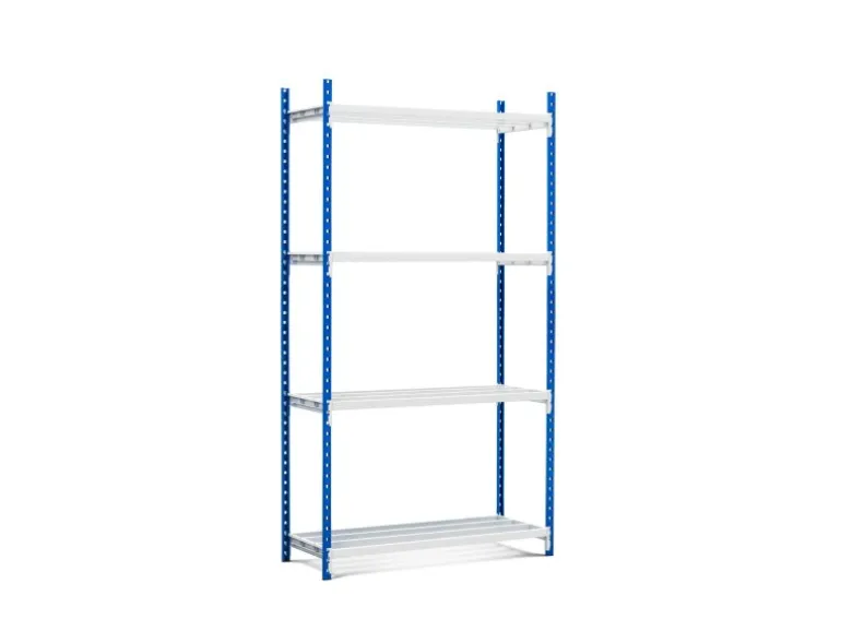 PROREGAL Fachbodenregal Maximus HxBxT200 x 125 x 30 cm 4 Ebenen Offener Fachboden Fachlast 114 kg Lichtblau-Lichtgrau