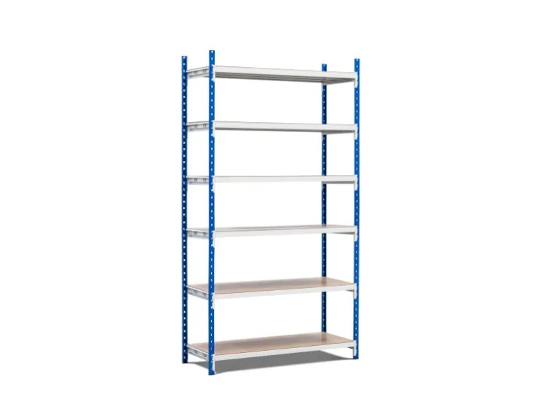 PROREGAL Fachbodenregal Maximus HxBxT 220 x 100 x 30 cm 7 Ebenen Spanplatten-Fachboden Fachlast 136 kg Lichtblau-Lichtgrau