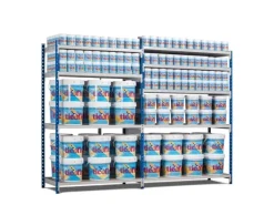 PROREGAL Fachbodenregal Maximus HxBxT 220 x 100 x 30 cm 7 Ebenen Spanplatten-Fachboden Fachlast 136 kg Lichtblau-Lichtgrau