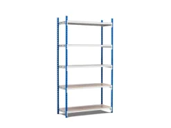 PROREGAL Fachbodenregal Maximus HxBxT200 x 125 x 34 cm 5 Ebenen Spanplatten-Fachboden Fachlast 114 kg Lichtblau-Lichtgrau