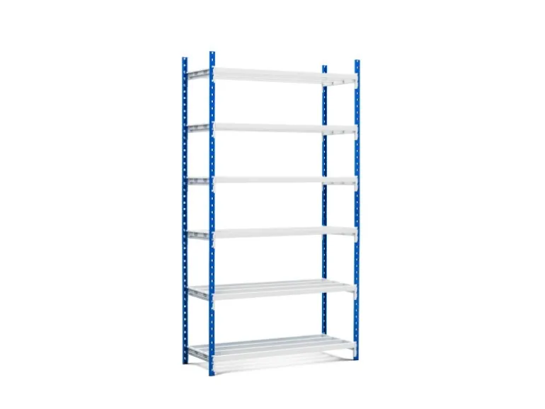 PROREGAL Fachbodenregal Maximus HxBxT 200 x 125 x 40 cm 6 Ebenen Offener Fachboden Fachlast 114 kg Lichtblau-Lichtgrau