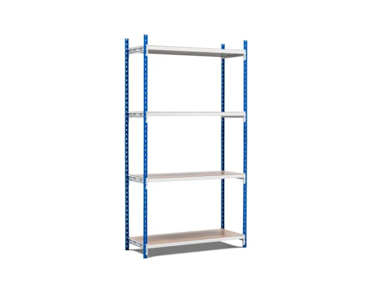 PROREGAL Fachbodenregal Maximus Pro HxBxT 300 x 125 x 80 cm 4 Ebenen Spanplatten-Fachboden Fachlast 278 kg Lichtblau-Lichtgrau