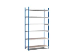 PROREGAL Fachbodenregal Maximus HxBxT 220 x 100 x 68 cm 6 Ebenen Spanplatten-Fachboden Fachlast 182 kg Lichtblau-Lichtgrau