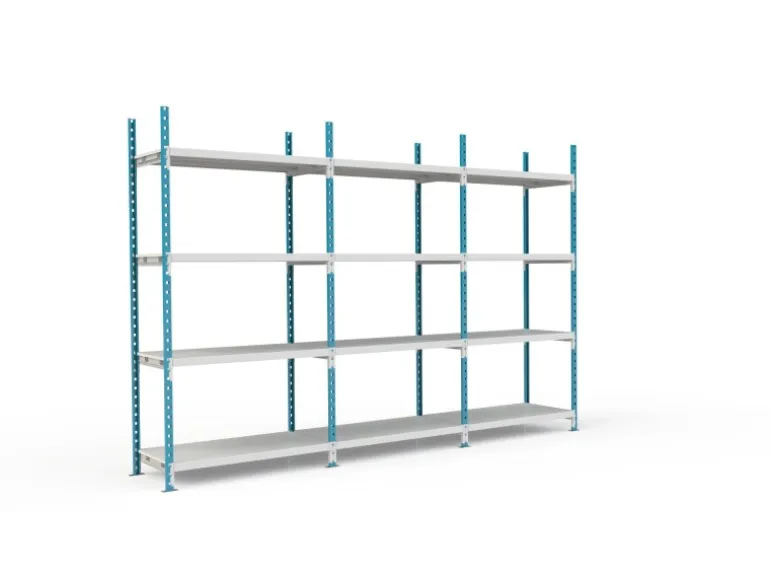 PROREGAL Fachbodenregal Maximus Pro HxBxT 240 x 125 x 60 cm 4 Ebenen PVC-Fachboden Fachlast 248 kg Lichtblau-Lichtgrau