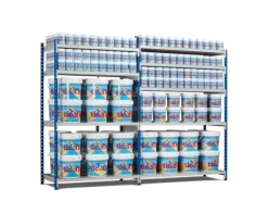 PROREGAL Fachbodenregal Maximus HxBxT 200 x 125 x 30 cm 7 Ebenen Offener Fachboden Fachlast 114 kg Lichtblau-Lichtgrau